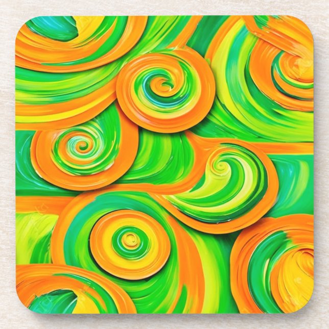 Posavasos Espiral verde y Naranja (Frente)