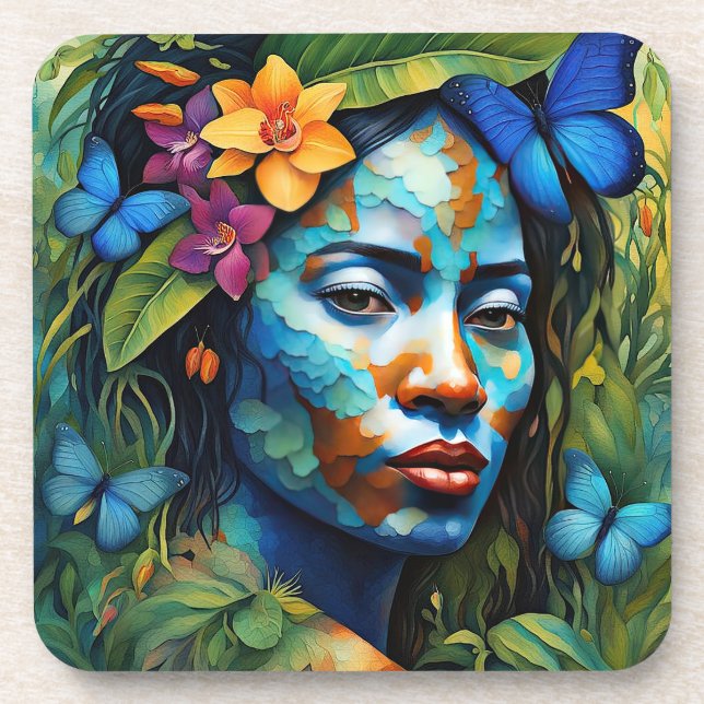 Posavasos Espíritu orquídea "Yarumi" - Mujeres En La Amazoní (Frente)