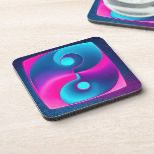 Posavasos Espiritualidad radiante: Vibrante Yin Yang rosa y