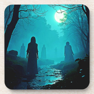 Posavasos Espíritus del bosque con luz de la luna encantados