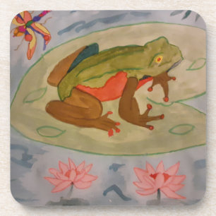 Posavasos Esposa De Rana De Verano Pond Hard Plastic Coaster