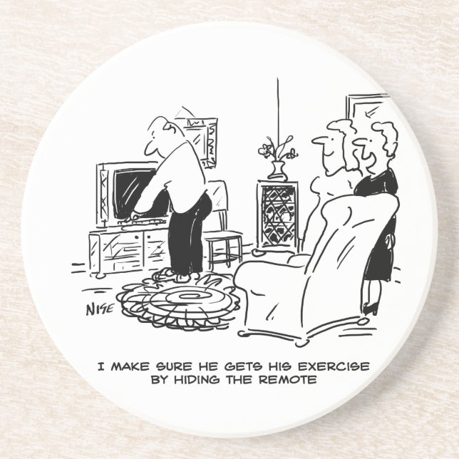 Posavasos Esposa oculta el control remoto de la TV (Frente)