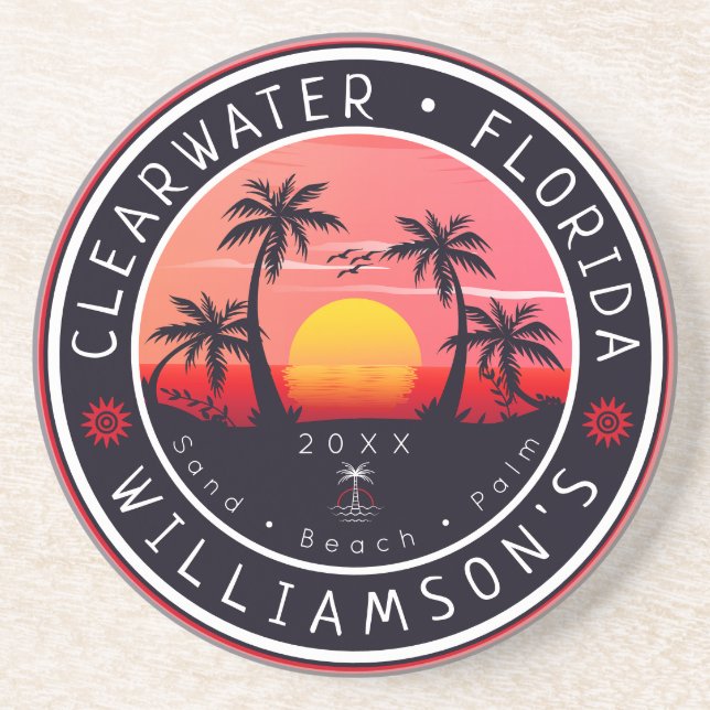 Posavasos Espumas de sol de Clearwater Florida Retro 80 (Frente)