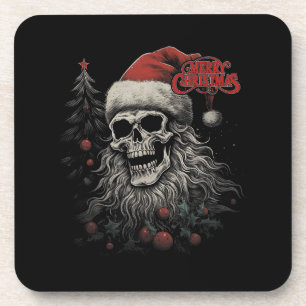 Posavasos esqueleto calavera divertido alegre navidad santa