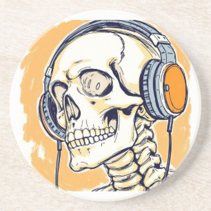 Posavasos Esqueleto con auriculares