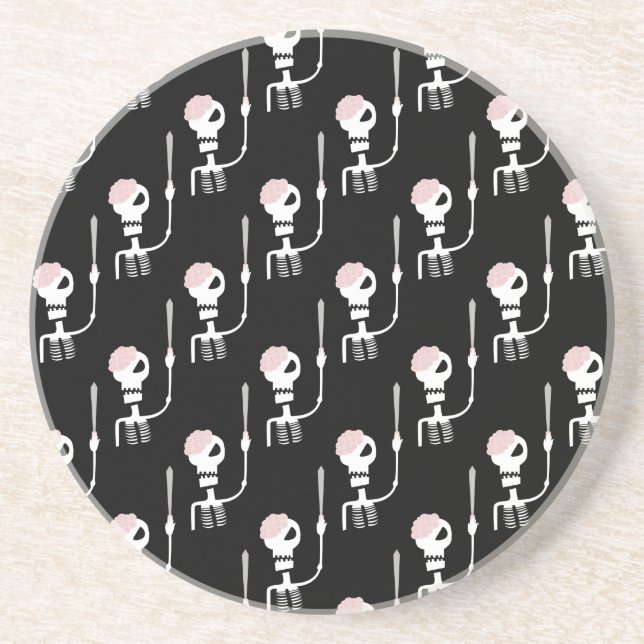 Posavasos Esqueleto de Halloween con espada (Frente)