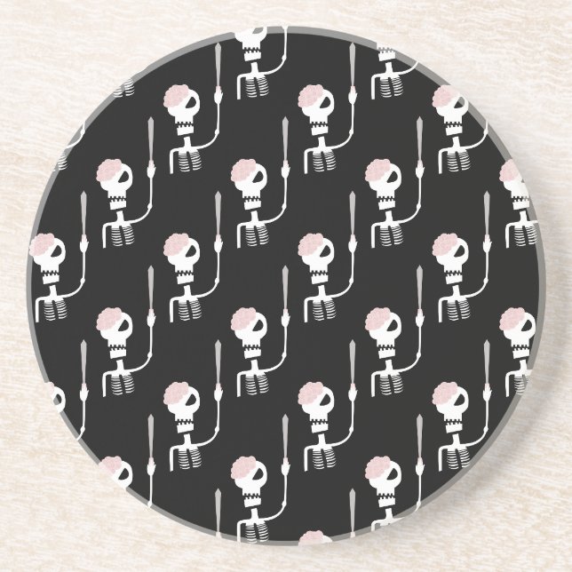 Posavasos esqueleto de Halloween con una espada  (Frente)