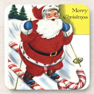 Posavasos Esquiador de Candy Cane Santa