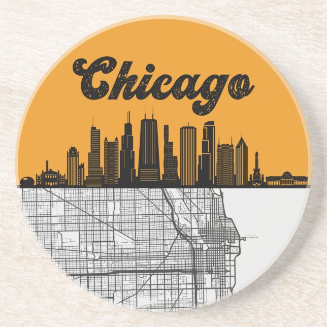 Posavasos Esquina De La Ciudad De Illinois En Chicago Con Ma (Frente)