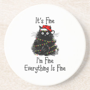 Posavasos Está bien todo es Navidades finos negro claro