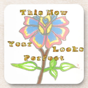 Posavasos Esta impresión de arte de texto floral de Año Nuev