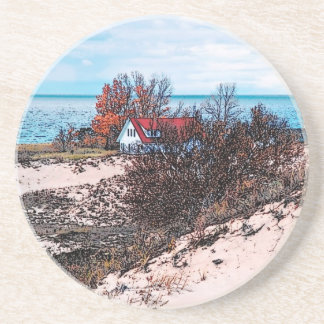 Posavasos Estación de la Casa de la Playa de los Grandes Lag