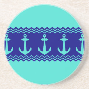 Posavasos Estaciones costeras de Ancla Náutica Azul Turquesa