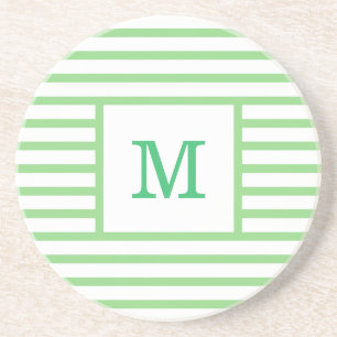 Posavasos Estaciones verdes y blancas Personalizado Monogram
