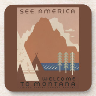 Posavasos Estado de Montana: tribus indias, montañas, prader