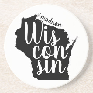 Posavasos Estado y ciudad de personalizable Wisconsin
