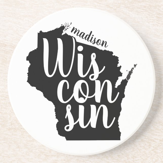 Posavasos Estado y ciudad de personalizable Wisconsin (Frente)