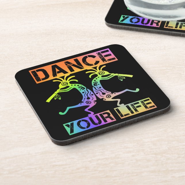 Posavasos Estadounidenses nativos Kokopelli - Baile su vida  (Lado Izquierdo)