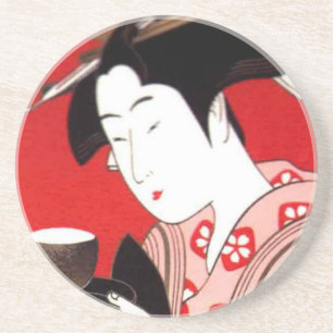 Posavasos Estampa de arte de ceremonia de té de dama japones