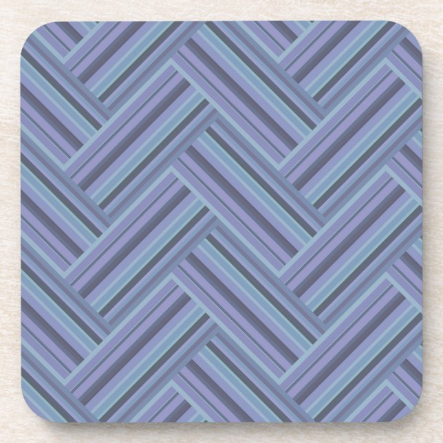Posavasos Estampado de doble trama de rayas azul-grises (Frente)