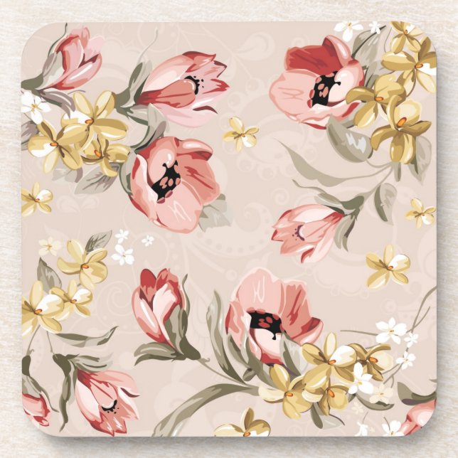 Posavasos Estampado de flores abstracto 3 de la elegancia (Frente)