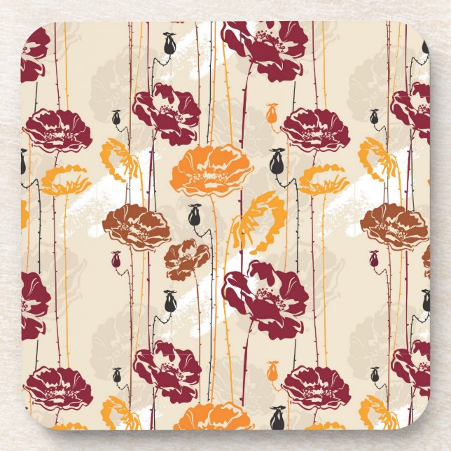 Posavasos Estampado de flores abstracto 4 de la elegancia (Frente)