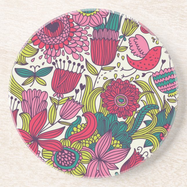 Posavasos Estampado de flores brillante (Frente)