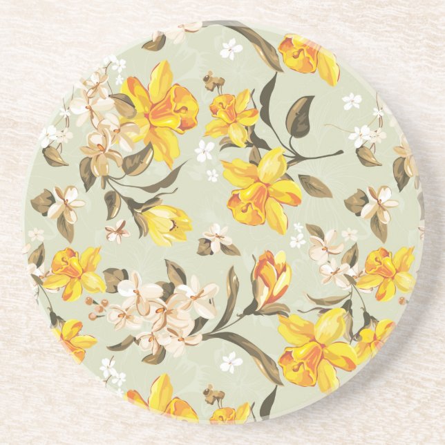 Posavasos Estampado de flores brillante hermoso elegante (Frente)