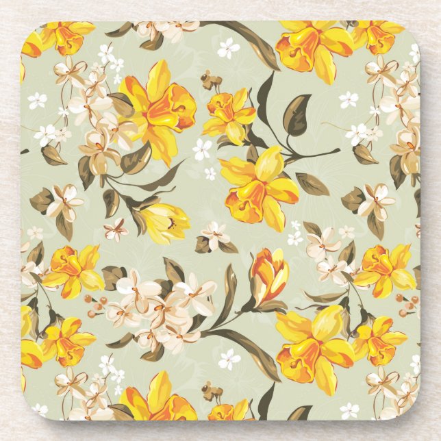 Posavasos Estampado de flores brillante hermoso elegante (Frente)