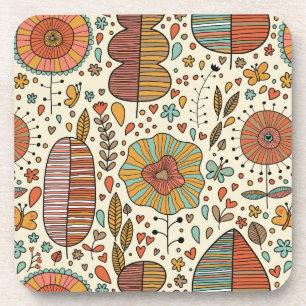 Posavasos Estampado de flores del verano hecho de hojas