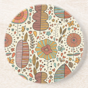 Posavasos Estampado de flores del verano hecho de hojas