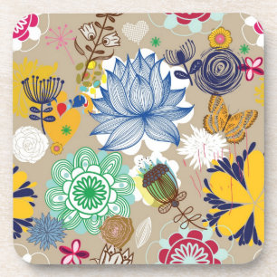 Posavasos Estampado de flores en el estilo retro 3