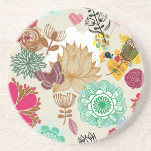 Posavasos Estampado de flores en estilo retro