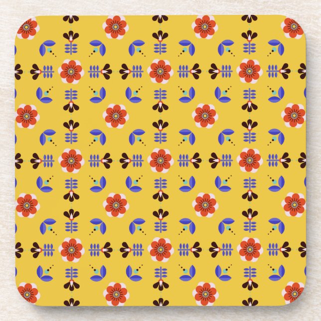 Posavasos Estampado de flores geométrico del estilo (Frente)