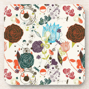 Posavasos Estampado de flores retro 2