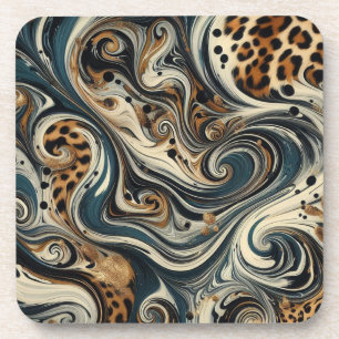 Posavasos Estampado de leopardo abstracto en espiral