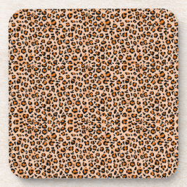 Posavasos Estampado de leopardo naranja y marrón