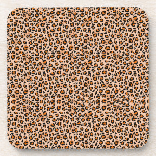 Posavasos Estampado de leopardo naranja y marrón