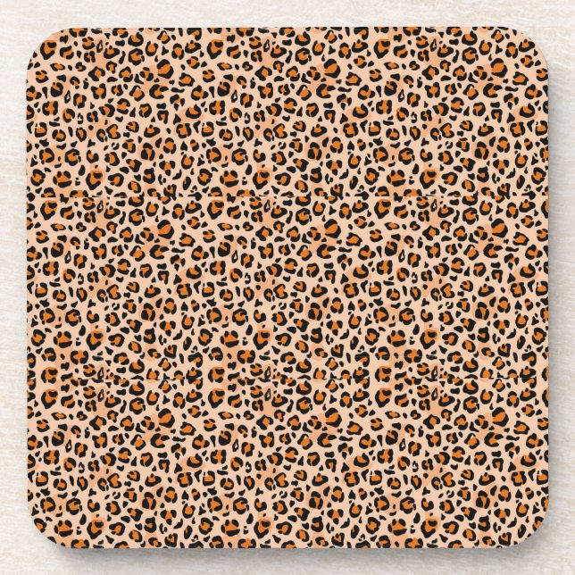 Posavasos Estampado de leopardo naranja y marrón (Frente)
