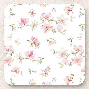 Posavasos Estampado de plores rosado suave de la acuarela