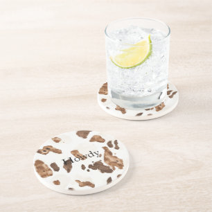 Posavasos Estampado de Vaca Crema Marrón Chocolate