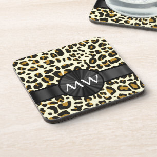 Posavasos Estampado leopardo con monograma
