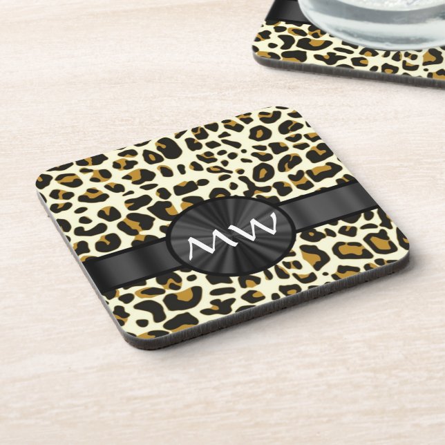 Posavasos Estampado leopardo con monograma (Lado Izquierdo)