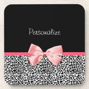 Posavasos Estampado leopardo de moda y cinta rosada con
