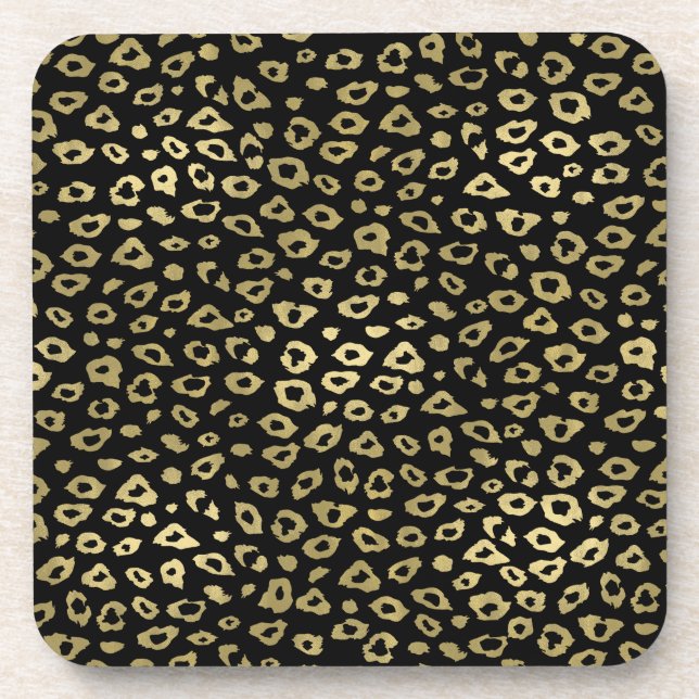 Posavasos Estampado leopardo negro de Ombre del oro (Frente)