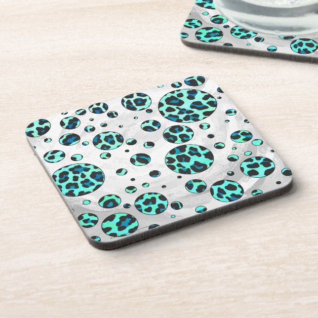 Posavasos Estampado negro y azul turquesa de leopardo (Lado Izquierdo)