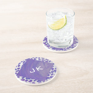 Posavasos Estampado Púrpura y Blanco Dálmata Monograma