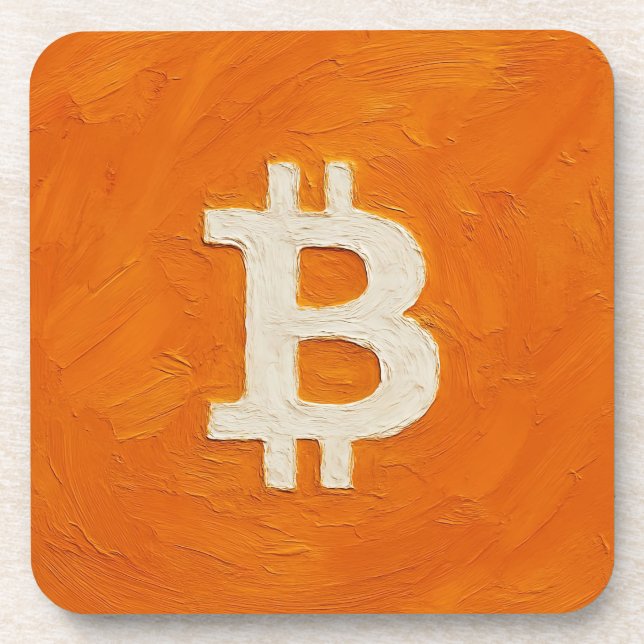 Posavasos Estándar de Bitcoin (Petróleo, Estilo: 1) (Frente)