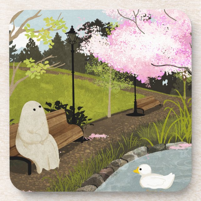Posavasos Estanque de patos - Primavera (Frente)