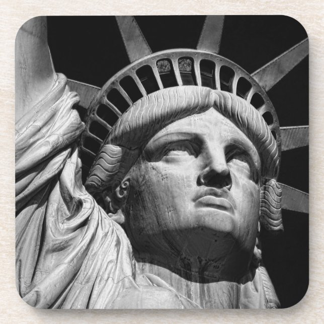 Posavasos Estatua blanca negra de la libertad en Nueva York (Frente)